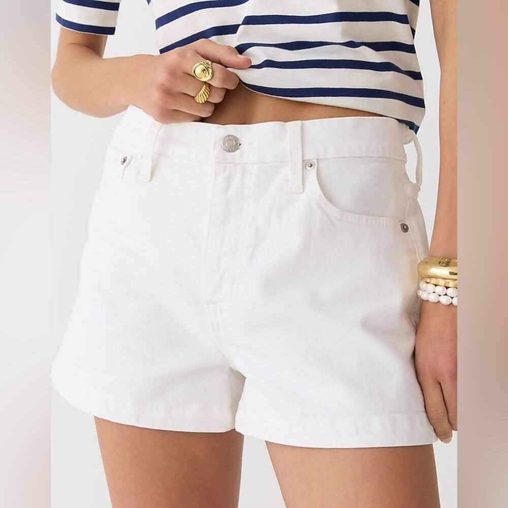 J.Crew White High-rise A-line denim short in white wash Size 32 BR808